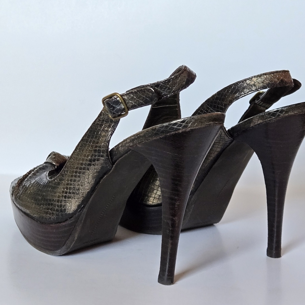 Stewart Weitzman Platform Python Embossed Leather… - image 6